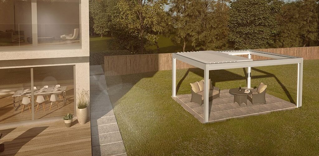 Lamellendach im Garten